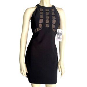size M Honey‎ & Rosie black slim fitted bodycon sheath dress little mesh New NWT